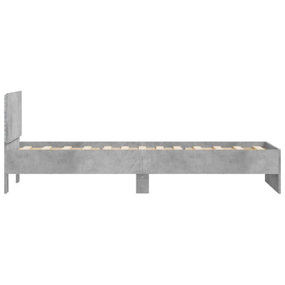 Rám Postele S Čelem A Led Osvětlením Betonově Šedý 75 X 190 Cm
