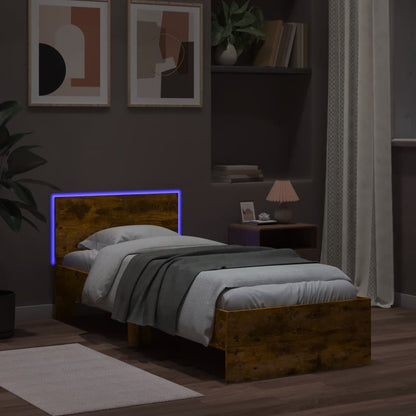 Rám Postele S Čelem A Led Osvětlením Kouřový Dub 75 X 190 Cm
