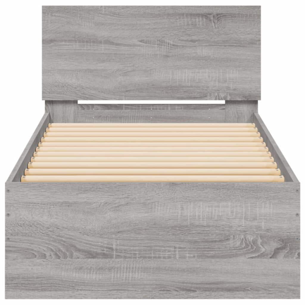 Rám Postele S Čelem A Led Osvětlením Šedý Sonoma 75 X 190 Cm