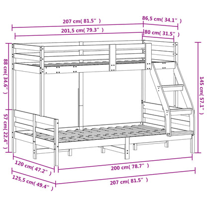 Patrová Postel 80 X 200/120 X 200 Cm Masivní Borové Dřevo