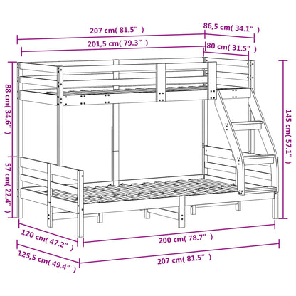 Patrová Postel 80 X 200/120 X 200 Cm Masivní Borové Dřevo