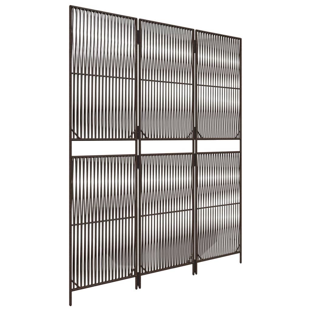 Dělicí Stěna 3 Panely Polyratan Hnědá