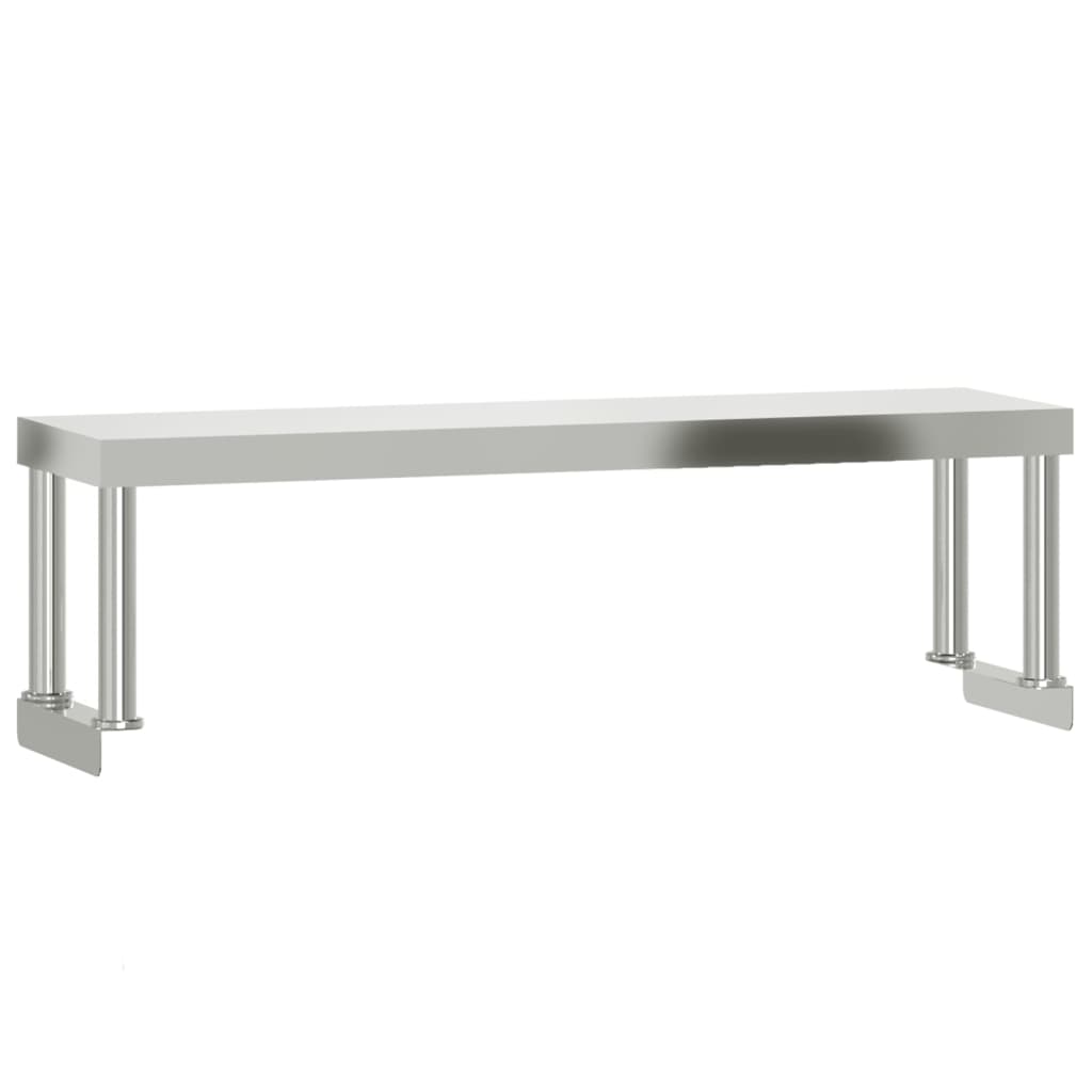 Kuchyňský Pracovní Stůl S Horní Policí 110 X 55 X 120 Cm Nerez