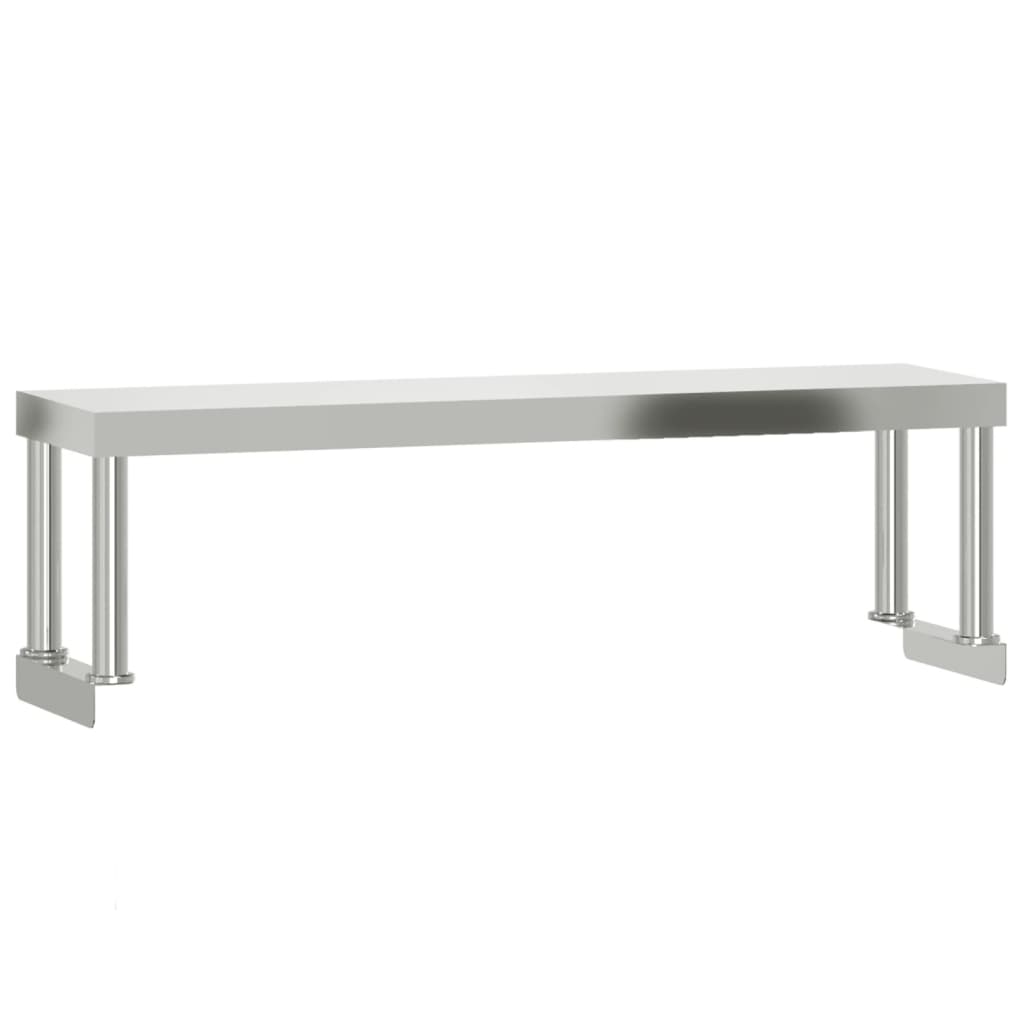 Kuchyňský Pracovní Stůl S Horní Policí 110 X 55 X 120 Cm Nerez