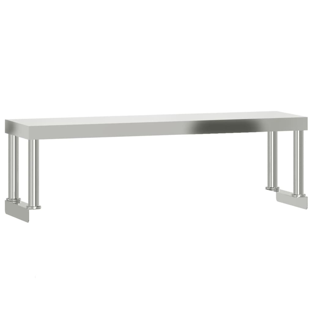 Kuchyňský Pracovní Stůl S Horní Policí 110 X 55 X 120 Cm Nerez