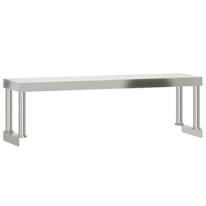 Kuchyňský Pracovní Stůl S Horní Policí 110 X 55 X 120 Cm Nerez