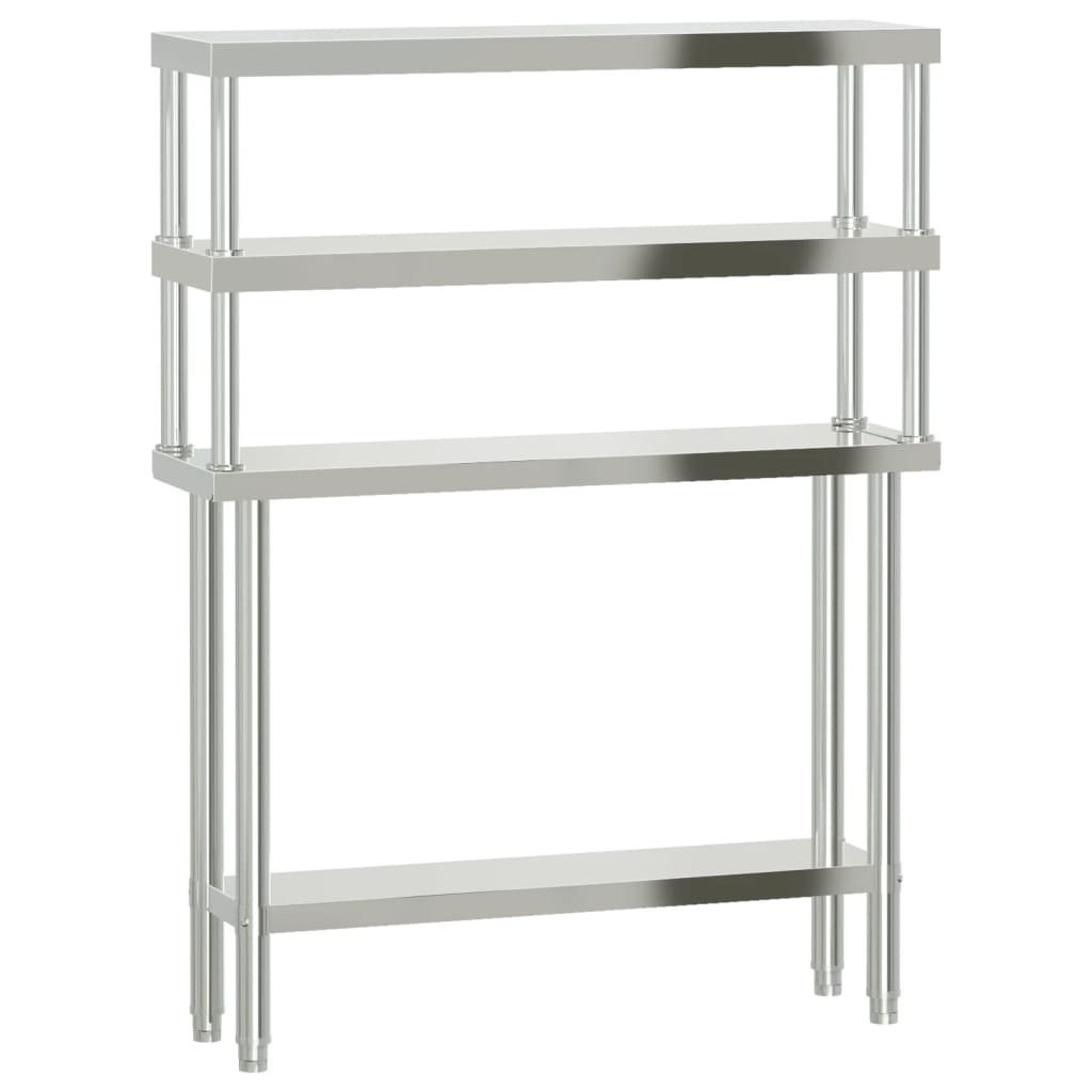 Kuchyňský Pracovní Stůl S Horní Policí 110 X 30 X 150 Cm Nerez