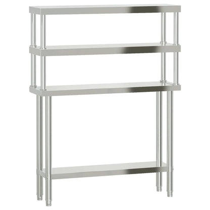 Kuchyňský Pracovní Stůl S Horní Policí 110 X 30 X 150 Cm Nerez