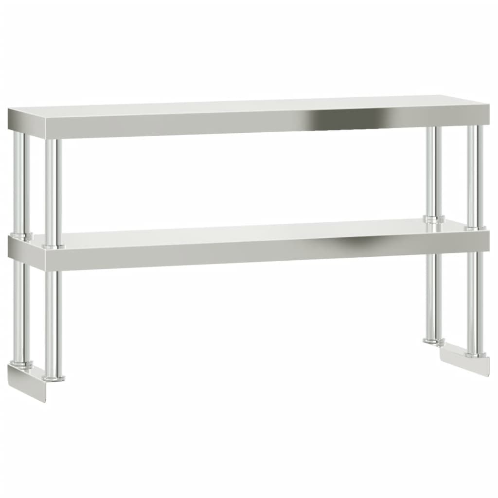 Kuchyňský Pracovní Stůl S Horní Policí 110 X 55 X 150 Cm Nerez