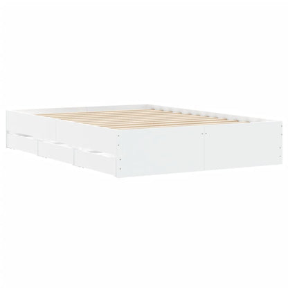 Rám Postele Se Zásuvkami Bílý 120 X 200 Cm Kompozitní Dřevo