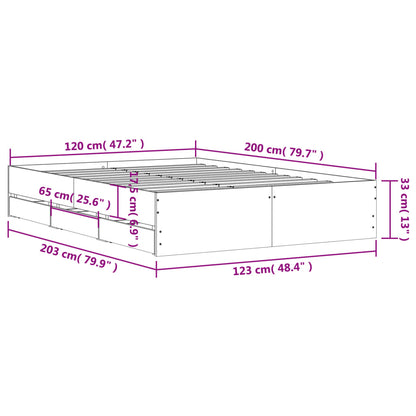 Rám Postele Se Zásuvkami Bílý 120 X 200 Cm Kompozitní Dřevo