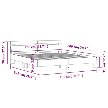 Rám Postele S Čelem Černý 200 X 200 Cm Kompozitní Dřevo