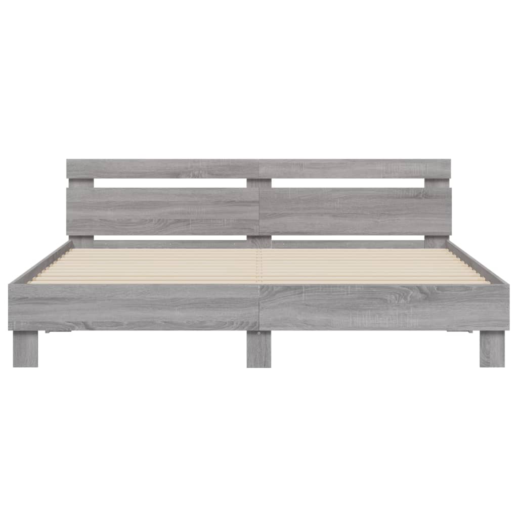 Rám Postele S Čelem Šedý Sonoma 200 X 200 Cm Kompozitní Dřevo