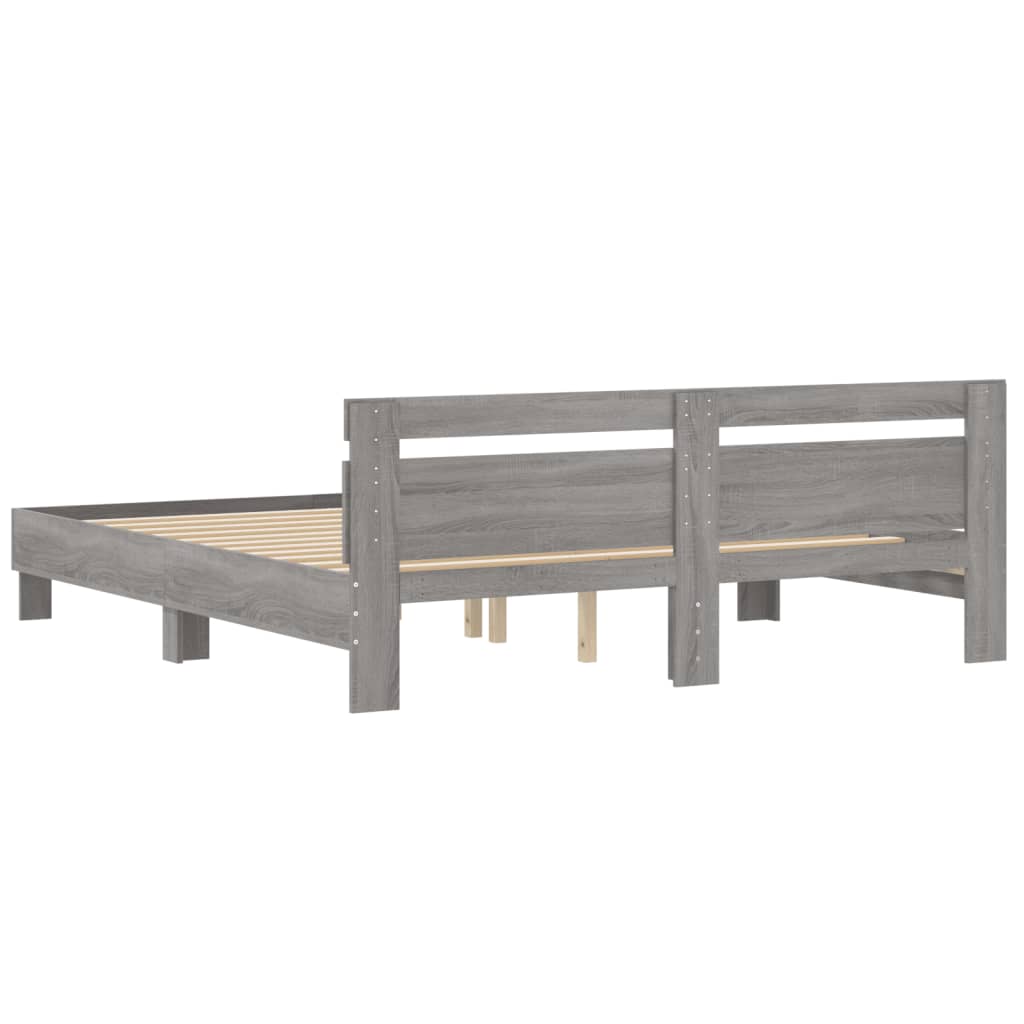 Rám Postele S Čelem Šedý Sonoma 200 X 200 Cm Kompozitní Dřevo