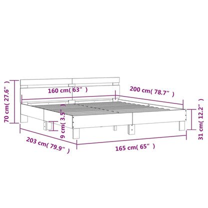 Rám Postele S Čelem Bílý 160 X 200 Cm Kompozitní Dřevo