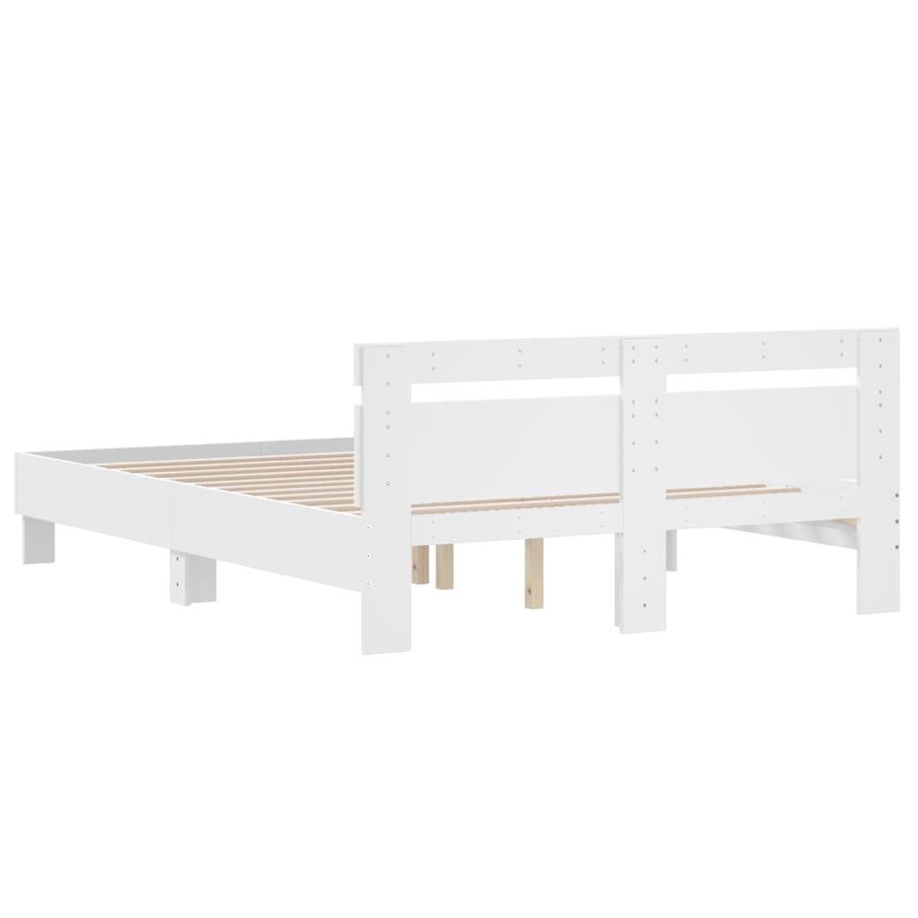 Rám Postele S Čelem Bílý 150 X 200 Cm Kompozitní Dřevo