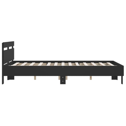 Rám Postele S Čelem Černý 150 X 200 Cm Kompozitní Dřevo