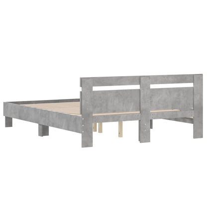 Rám Postele S Čelem Betonově Šedý 150 X 200 Cm Kompozitní Dřevo