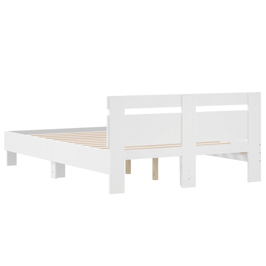 Rám Postele S Čelem Bílý 120 X 200 Cm Kompozitní Dřevo