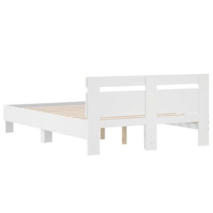 Rám Postele S Čelem Bílý 120 X 200 Cm Kompozitní Dřevo