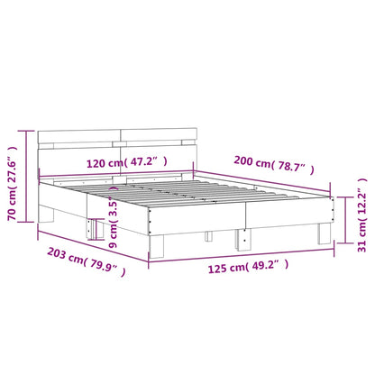 Rám Postele S Čelem Černý 120 X 200 Cm Kompozitní Dřevo