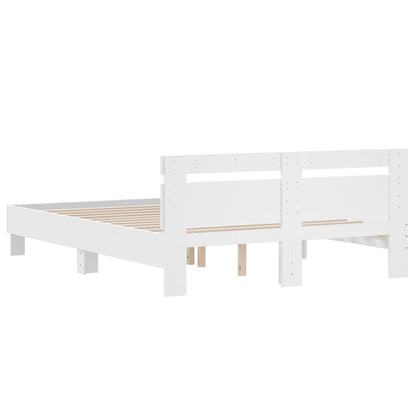 Rám Postele S Čelem Bílý 140 X 190 Cm Kompozitní Dřevo