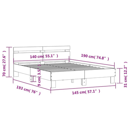 Rám Postele S Čelem Bílý 140 X 190 Cm Kompozitní Dřevo