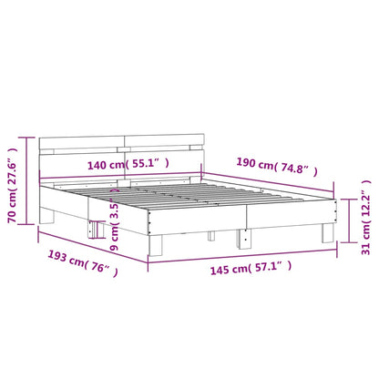Rám Postele S Čelem Dub Sonoma 140 X 190 Cm Kompozitní Dřevo
