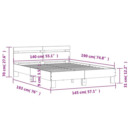 Rám Postele S Čelem Betonově Šedý 140 X 190 Cm Kompozitní Dřevo