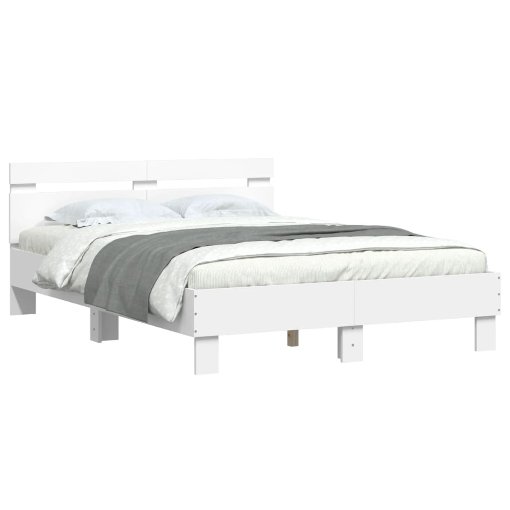 Rám Postele S Čelem Bílý 135 X 190 Cm Kompozitní Dřevo