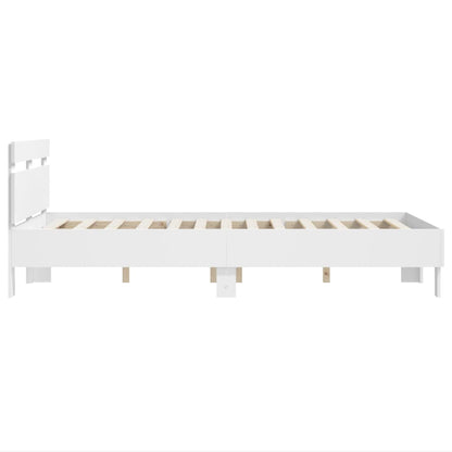 Rám Postele S Čelem Bílý 135 X 190 Cm Kompozitní Dřevo