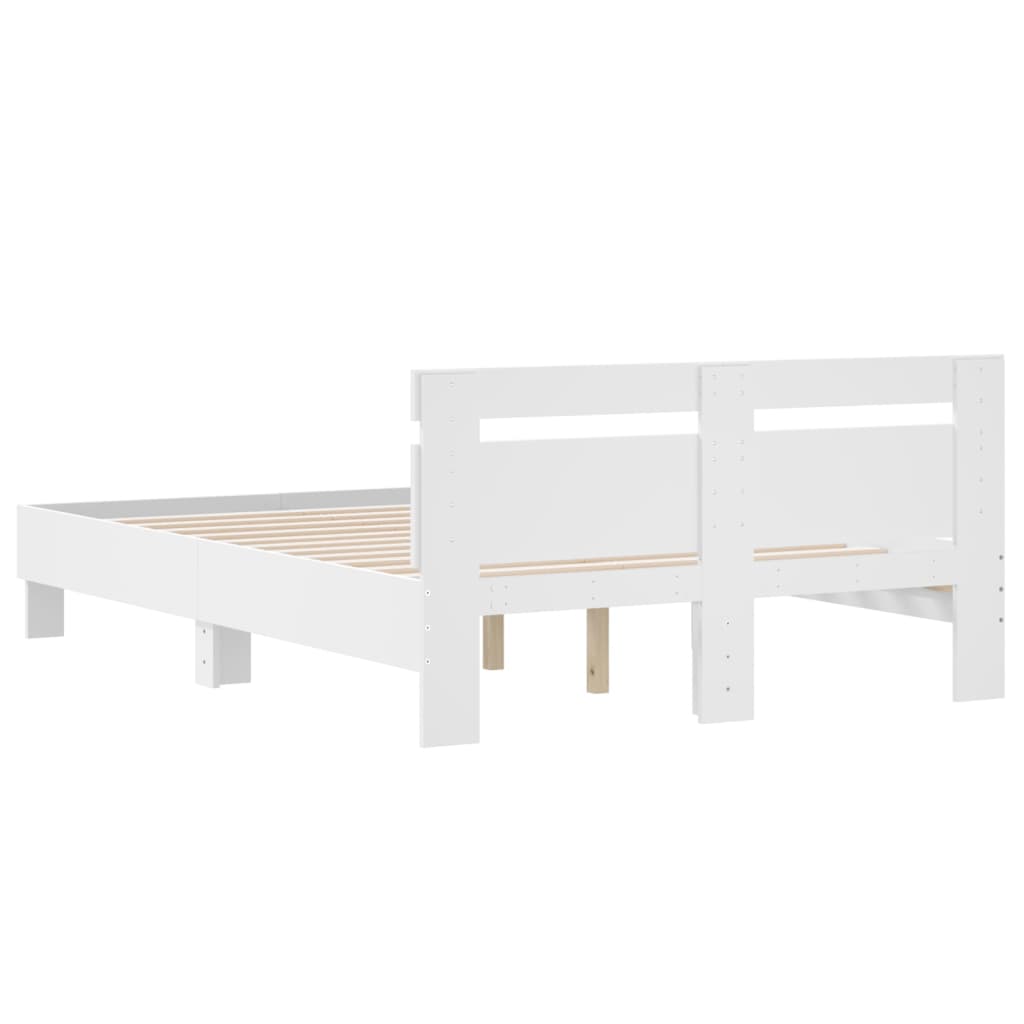 Rám Postele S Čelem Bílý 135 X 190 Cm Kompozitní Dřevo