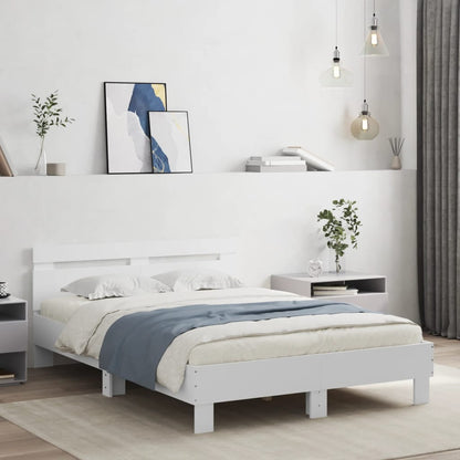 Rám Postele S Čelem Bílý 135 X 190 Cm Kompozitní Dřevo