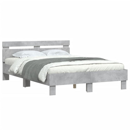 Rám Postele S Čelem Betonově Šedý 135 X 190 Cm Kompozitní Dřevo