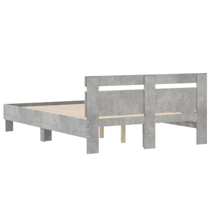 Rám Postele S Čelem Betonově Šedý 135 X 190 Cm Kompozitní Dřevo