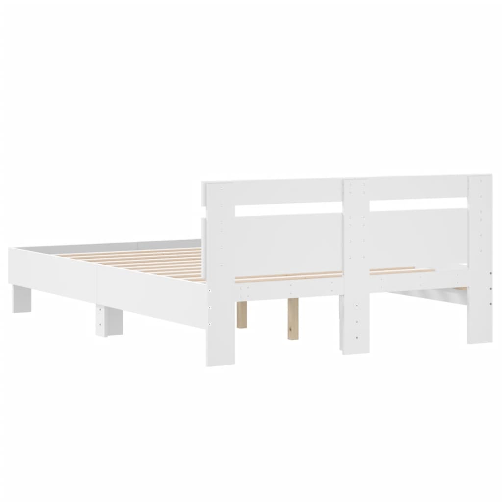 Rám Postele S Čelem Bílý 120 X 190 Cm Kompozitní Dřevo