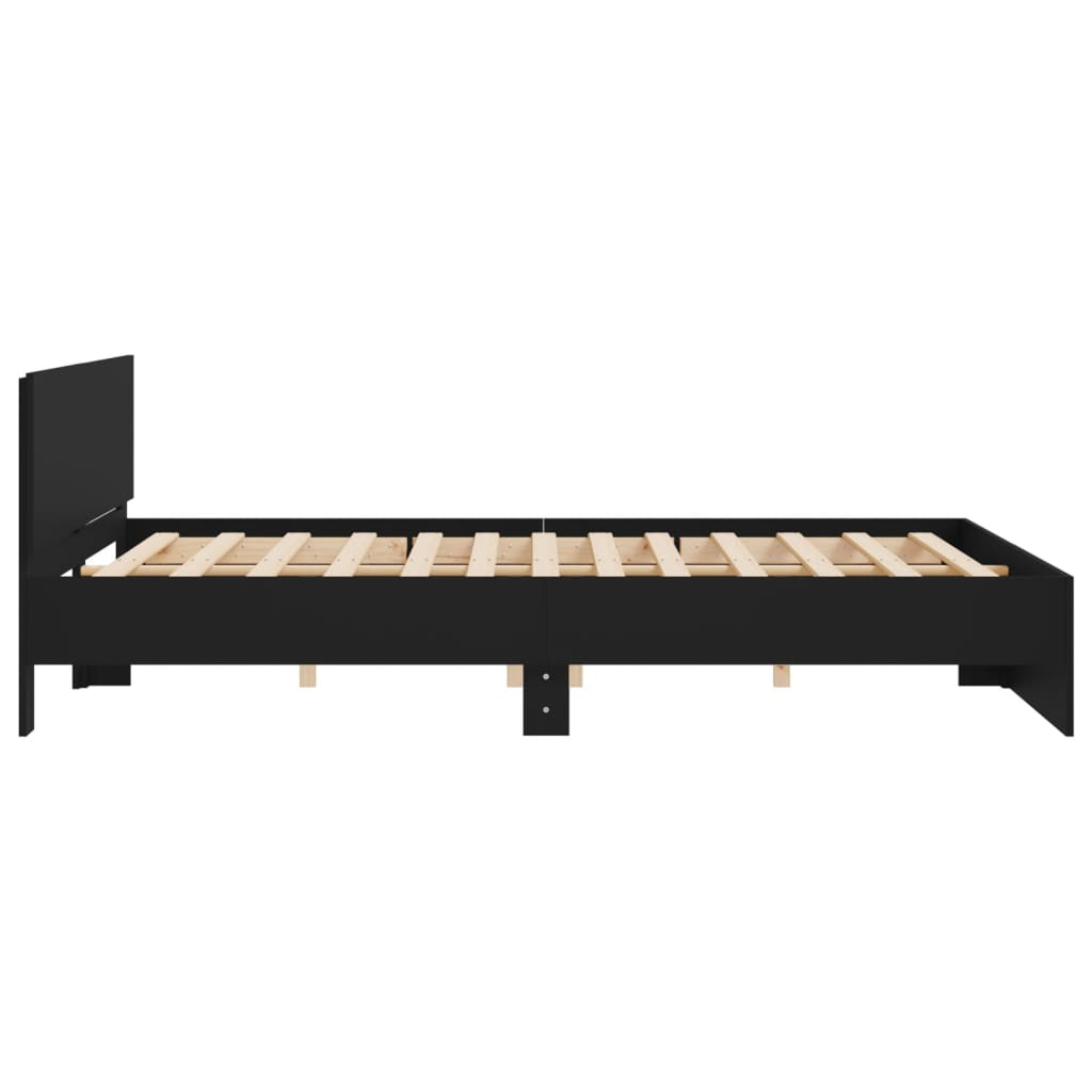Rám Postele S Čelem Černý 200 X 200 Cm