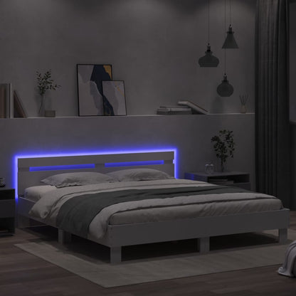 Rám Postele S Čelem A Led Osvětlením Bílý 200 X 200 Cm