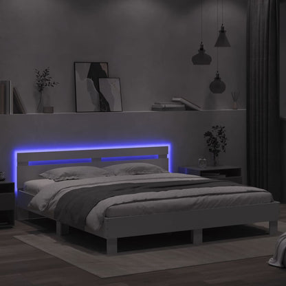 Rám Postele S Čelem A Led Osvětlením Bílý 180 X 200 Cm