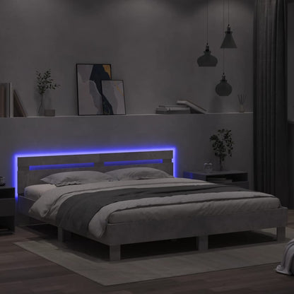Rám Postele S Čelem A Led Osvětlením Betonově Šedý 180 X 200 Cm