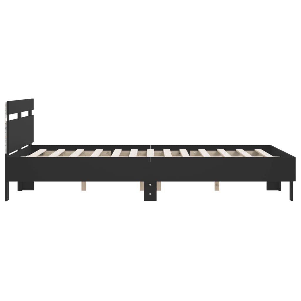 Rám Postele S Led Bez Matrace Černý 150X200 Cm