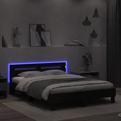 Rám Postele S Čelem A Led Osvětlením Černý 140 X 200 Cm