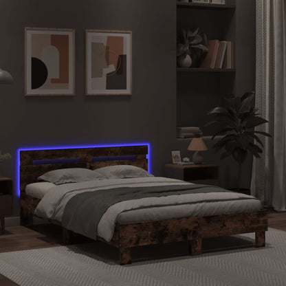 Rám Postele S Čelem A Led Osvětlením Kouřový Dub 120 X 200 Cm