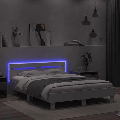 Rám Postele S Čelem A Led Osvětlením Bílý 140 X 190 Cm