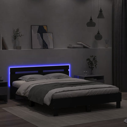 Rám Postele S Čelem A Led Osvětlením Černý 140 X 190 Cm
