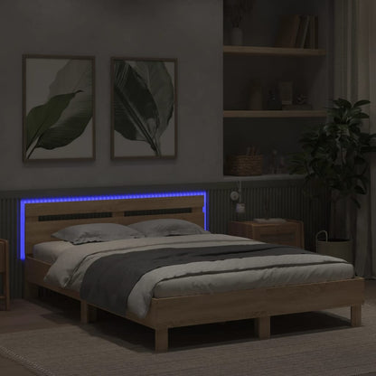 Rám Postele S Čelem A Led Osvětlením Dub Sonoma 140 X 190 Cm