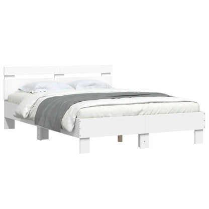 Rám Postele S Čelem A Led Osvětlením Bílý 135 X 190 Cm