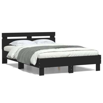 Rám Postele S Čelem A Led Osvětlením Černý 135 X 190 Cm