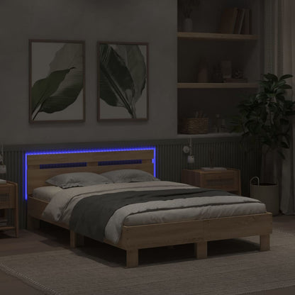 Rám Postele S Čelem A Led Osvětlením Dub Sonoma 135 X 190 Cm
