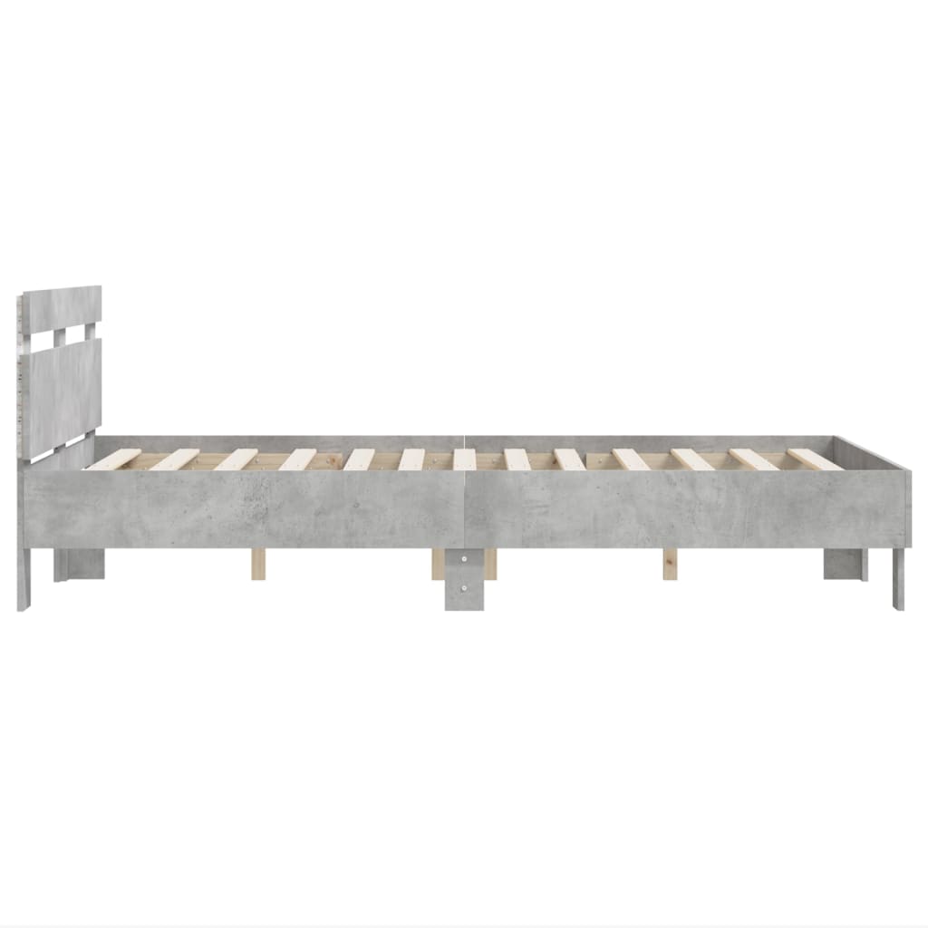 Rám Postele S Čelem A Led Osvětlením Betonově Šedý 135 X 190 Cm